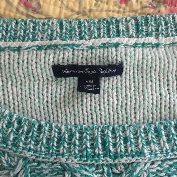 American Eagle Outfitters Two-toned Aqua Sweater in Medium - Picture 3 of 6